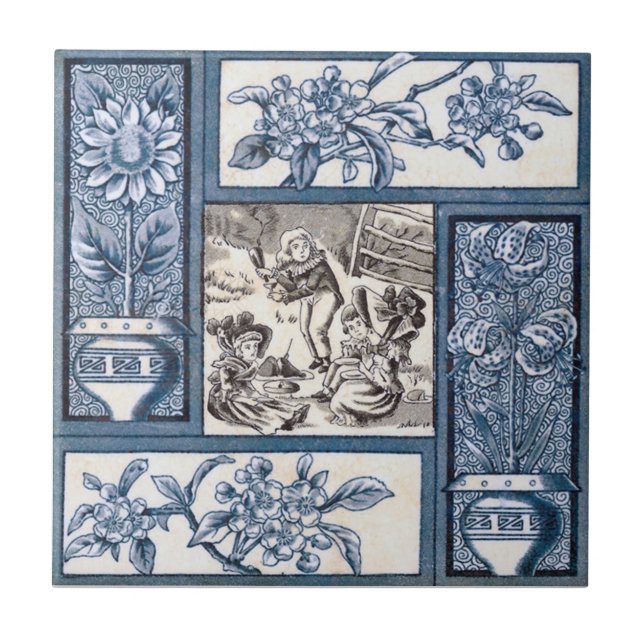 Azulejo De Cerâmica Antiguidade Transferware da reprodução VT0055 (Frente)