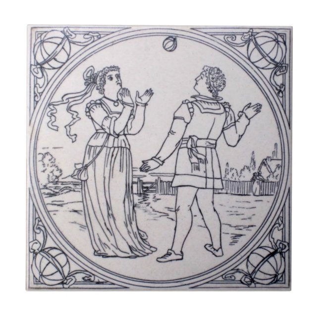 Azulejo De Cerâmica Antiguidade Transferware da reprodução VT0094 (Frente)