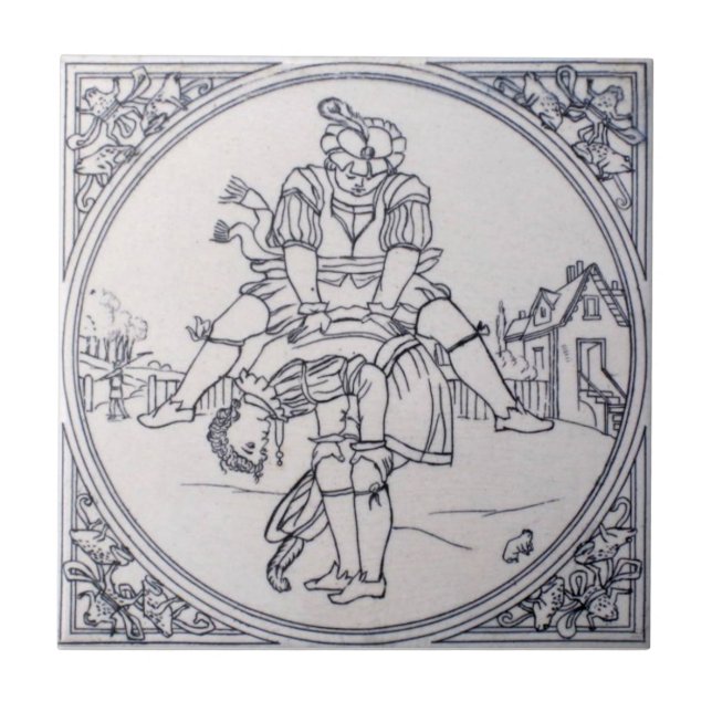 Azulejo De Cerâmica Antiguidade Transferware da reprodução VT0095 (Frente)