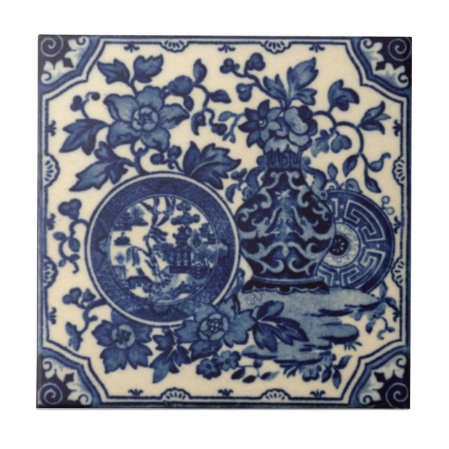 Azulejo De Cerâmica Antiguidade Transferware da reprodução VT0098 (Frente)