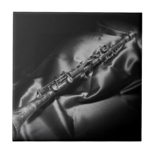 Azulejo De Cerâmica Antiquado clarinete, vida estática, B&W