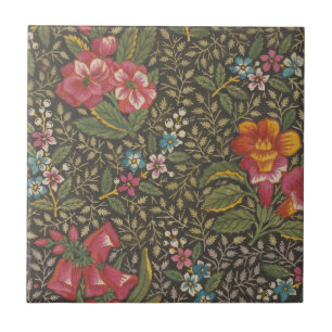 Azulejo De Cerâmica Antiquado Toile de Jouy 1800s Floral Branches