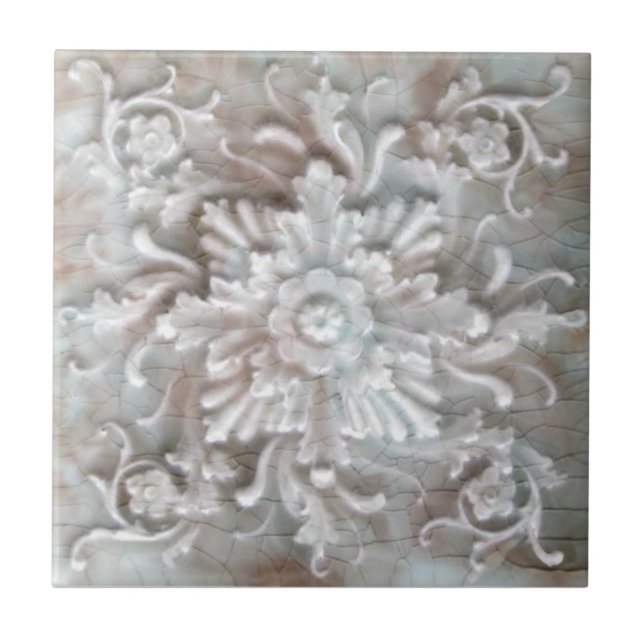 Azulejo De Cerâmica Antiquado Trent Floral Repro Faux Alivio Majolica (Frente)