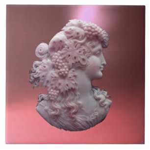 AZULEJO DE CERÂMICA ANTIQUE CAMEO,SENHORA COM UVAS