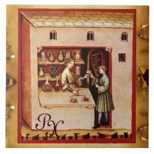 Azulejo De Cerâmica ANTIQUE FARMACÊUTICO, Fármaco, Monograma