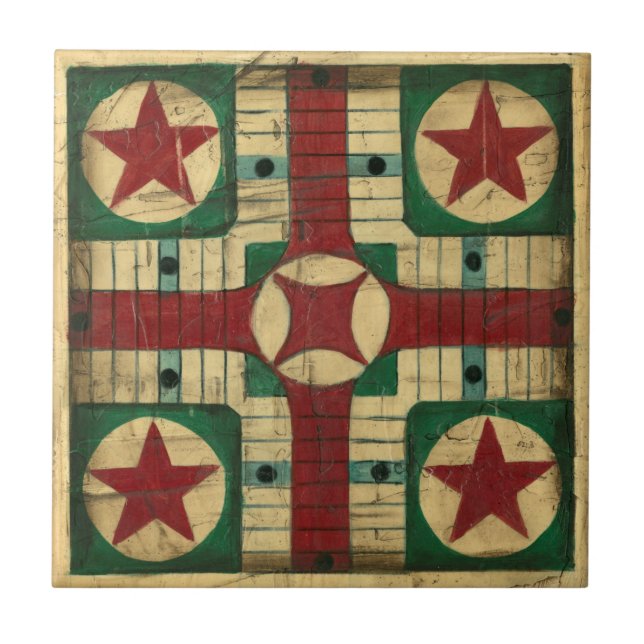 Azulejo De Cerâmica Antique Parcheesi - Conselho de Jogo por Ethan Har (Frente)