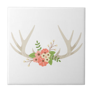 Azulejo De Cerâmica Antlers florais dos cervos