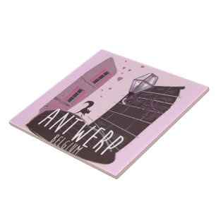 Azulejo De Cerâmica Antuérpia, Poster de viagens da Bélgica