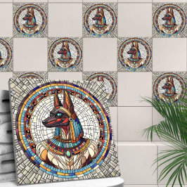 Azulejo De Cerâmica Anubis Egípcio - Arte Mosaica
