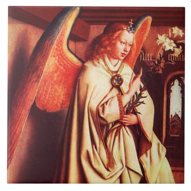 Azulejo De Cerâmica ANUNCIAÇÃO ANGEL Archangel Gabriel,Jan Van Eyck (Frente)
