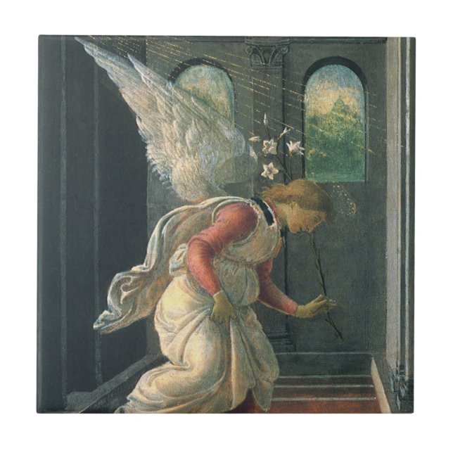 Azulejo De Cerâmica Anúncio (detalhe do anjo) de Sandro Botticelli (Frente)