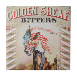 Azulejo De Cerâmica Anúncio Vintage Para Ouros De Cabeças De Folha