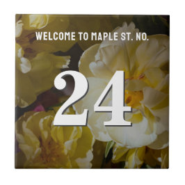 Azulejo De Cerâmica Apartamento Número Floral Elegante Personalizado