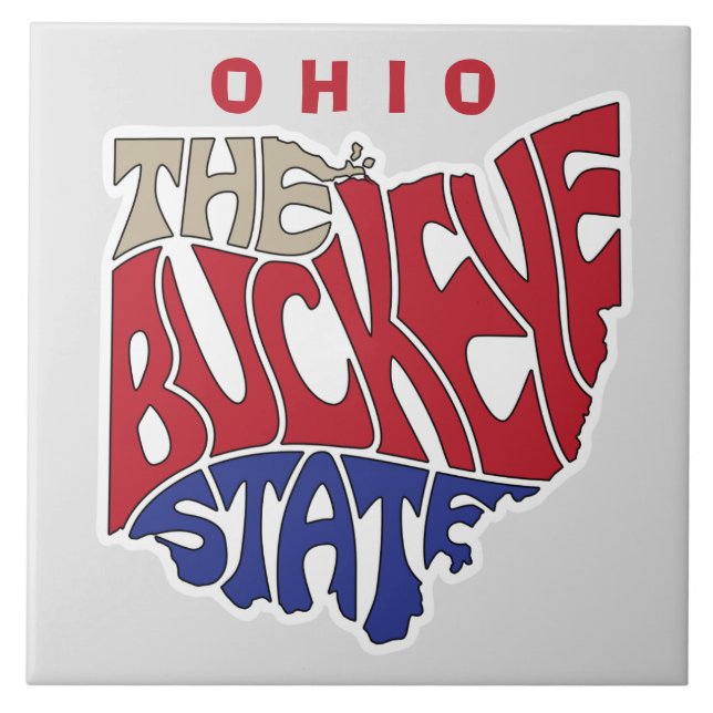 Azulejo De Cerâmica Apelido Word Art de Ohio (Frente)