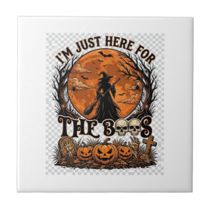 Azulejo De Cerâmica Apenas Aqui Boos Halloween Bruxa Lua Abóboras_1