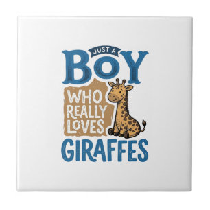 Azulejo De Cerâmica Apenas um menino que ama girafas Camisa vintage de