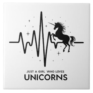 Azulejo De Cerâmica Apenas Uma Garota Amor por Corações de Unicórnios