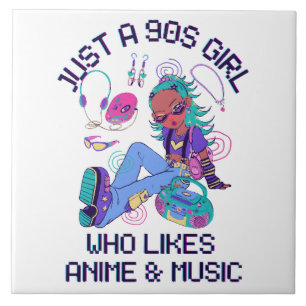 Azulejo De Cerâmica Apenas uma garota dos anos 90 que gosta de música