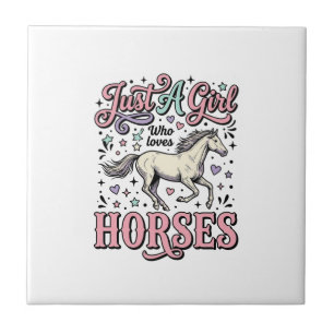 Azulejo De Cerâmica Apenas Uma Garota Que Ama Cavalos Design Vetorial