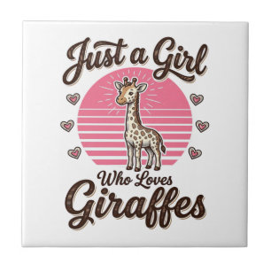 Azulejo De Cerâmica Apenas uma garota que ama girafas Camisa vintage D