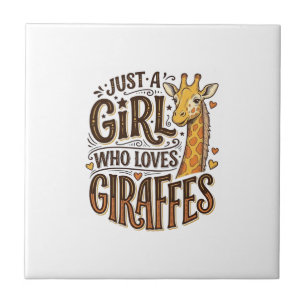 Azulejo De Cerâmica Apenas uma garota que ama girafas camiseta vintage