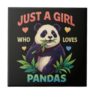 Azulejo De Cerâmica Apenas uma garota que ama pandas fofos