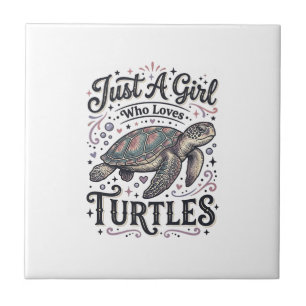 Azulejo De Cerâmica Apenas Uma Garota Que Ama Tartarugas Camisa Vintag