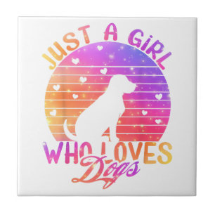 Azulejo De Cerâmica Apenas Uma Menina Que Ama Cachorros