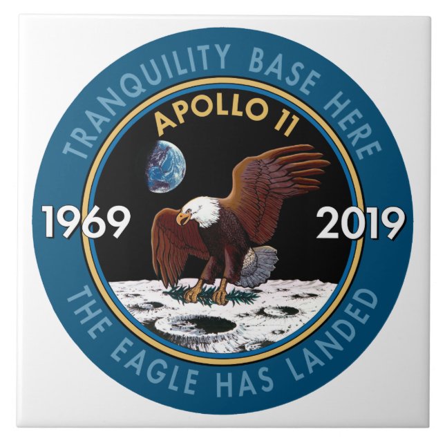 Azulejo De Cerâmica Apollo 11 50º aniversário Missão Patch Insignia (Frente)
