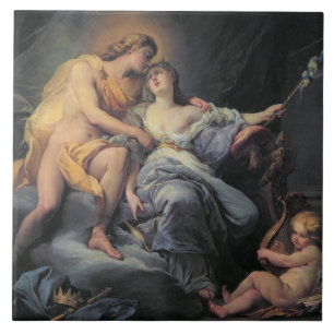 Azulejo De Cerâmica Apollo que acaricia a ninfa Leucothea (óleo no