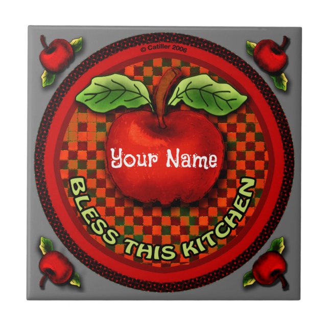 Azulejo De Cerâmica Apple Bless This Kitchen (Frente)