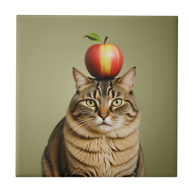 Azulejo De Cerâmica Apple Cat (Frente)