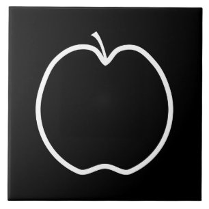 Azulejo De Cerâmica Apple preto e branco