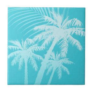 Azulejo De Cerâmica Aqua das palmeiras do verão