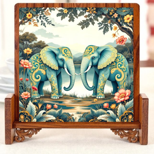 Azulejo De Cerâmica Aqua Elephants Cerâmica Azulejo (Criador carregado)
