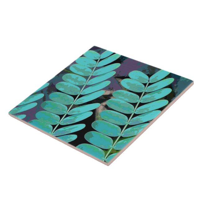 Azulejo De Cerâmica Aqua Folhas (Lateral)