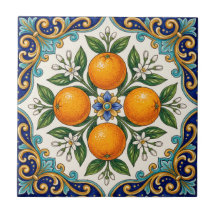 Aqua Italian Majolica Design de Laranja Cítrica