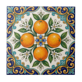 Azulejo De Cerâmica Aqua Italian Majolica Design de Laranja Cítrica