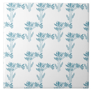 Azulejo De Cerâmica Aqua Stylized Foliage Decorative