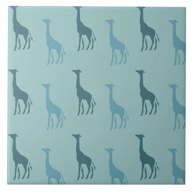 Azulejo De Cerâmica Aqua Teal Giraffe Animal (Frente)