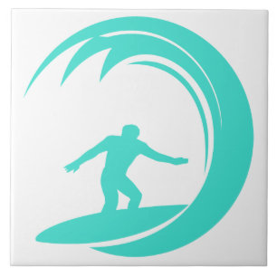 Azulejo De Cerâmica Aqua Turquoise; Blue Green Surfing