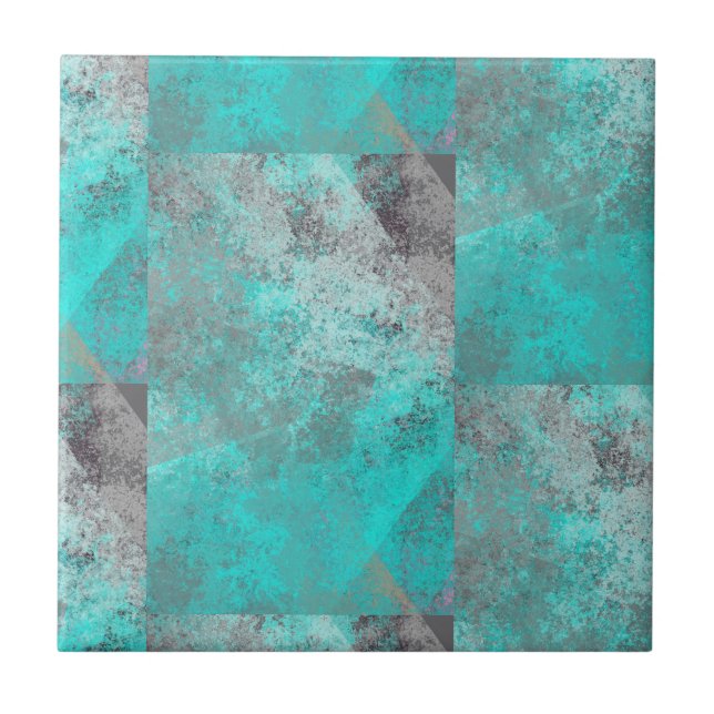 Azulejo De Cerâmica Aqua Turquoise e Cinza Stone (Frente)
