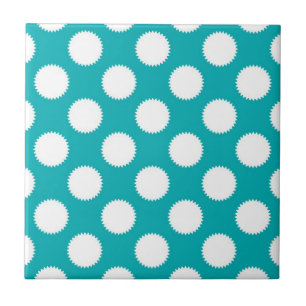 Azulejo De Cerâmica Aqua Turquoise e padrão de Bolinhas branca