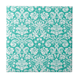 Azulejo De Cerâmica Aqua Turquoise Teal cor damasco