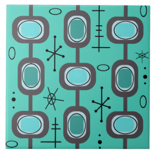 Azulejo De Cerâmica Aquamarina Geométrica da Idade do Espaço