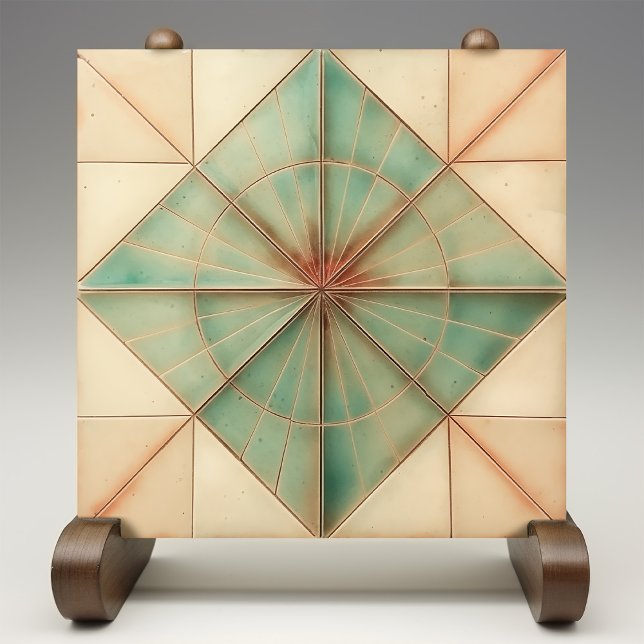 Azulejo De Cerâmica Aquamarine Starburst Earthy Copper (Criador carregado)