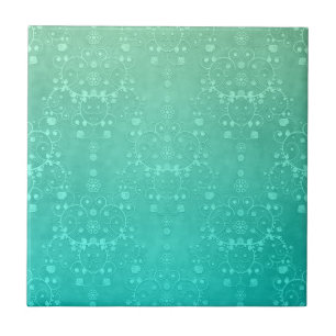 Azulejo De Cerâmica Aquamarine Verde Menta Azul Turquesa Padrão Damask