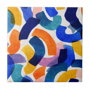 Azulejo De Cerâmica Aquarela Abstrata Vibrante   Arte Moderna