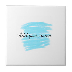 Azulejo De Cerâmica Aquarela azul adicionar nome texto mensagem aqui j