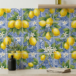 Azulejo De Cerâmica Aquarela Azul Limão no Estilo Francês Country